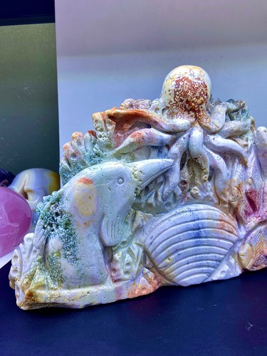 4.34LB Natural colored sea jade hand carved quartz healing specimen - 第 14/15 張圖片