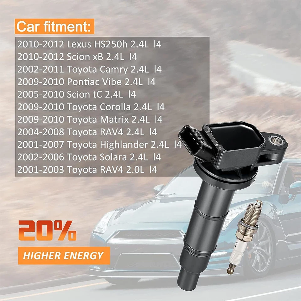 4 spark plugs and Ignition coil packs UF333 For 2010-2012 Scion xB 2.4L L4 Foto 4 de 4