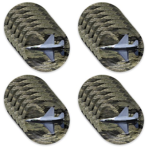Army Camo Fighter Jet 7" Paper Plates 24 Pack 24 Round Dessert Plates In Mili - Picture 7 of 7