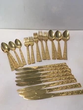 Lifetime Cutlery Carlotta 38 Pieces Gold Electroplate Stainless Steel