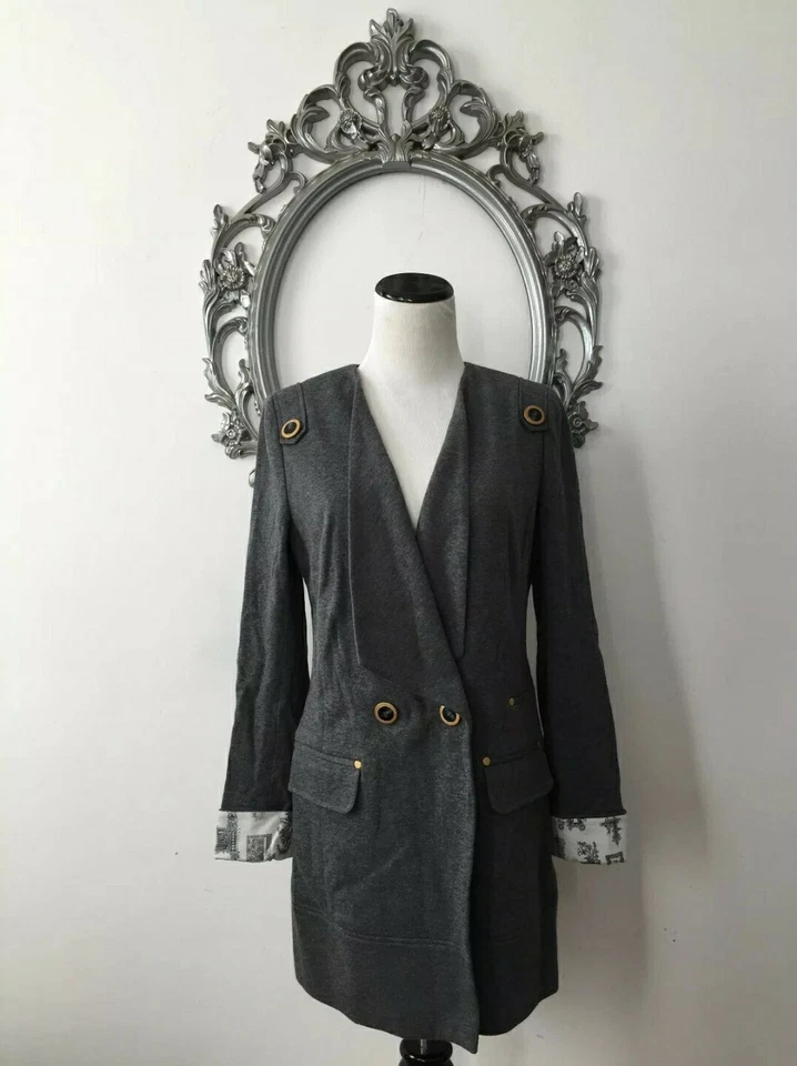 Anthropologie LEIFSDOTTIR Double Waist 3/3 Wrap Sleeve Blazer Gray Small 4-6 NEW - Image 3 of 4