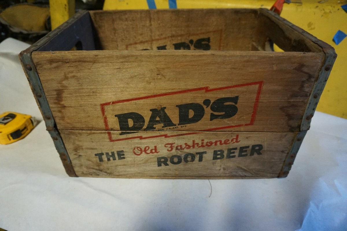 Vintage Dads Root Beer Soda High Side Wood Box Crate Vintage Dads Root Beer Soda High Side Wood Box Crate
