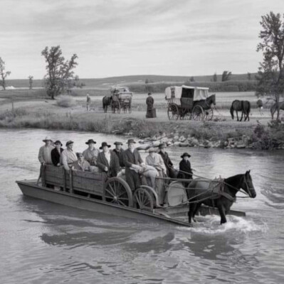 Photo Vintage Crossing Red River on a Ferry Near Fort Abercrombie, North Dakota