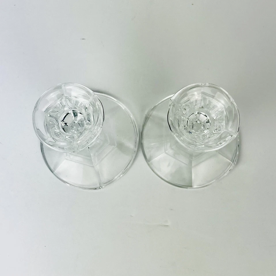 "Par de velas cónicas a juego de colección Libbey de cristal 4""" Foto 3 de 4