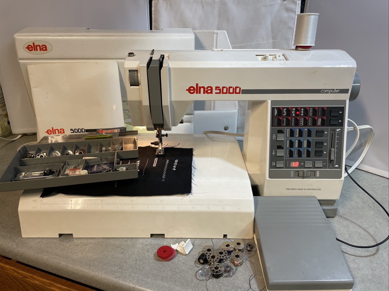 ELNA 5000 COMPUTER SEWING MACHINE WITH FOOT PEDAL AND COVER eBay