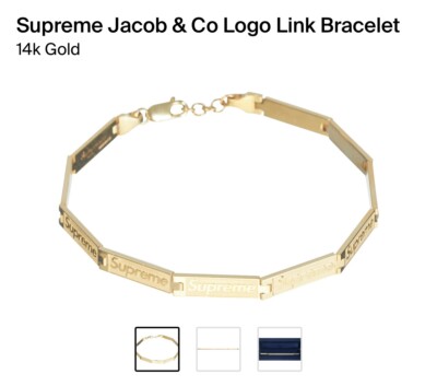 Supreme Jacob & Co Logo Bracelet solid 14k Gold size L/XL Supreme Jacob & Co Logo Bracelet solid 14k Gold size L/XL