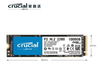 Crucial P2 M.2 2280 1TB PCIe Internal SSD NVMe Solid State Drive
