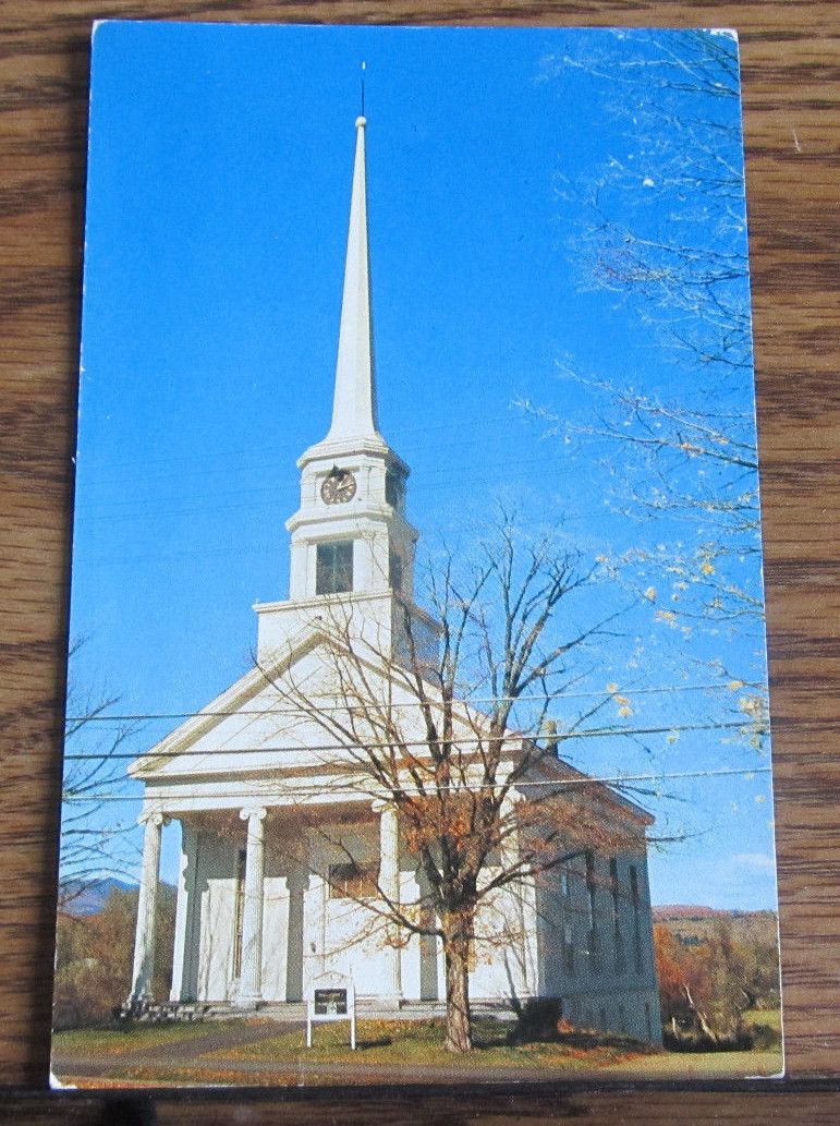 Vintage PC Postcard Stowe Community Church Vermont VT Mt
