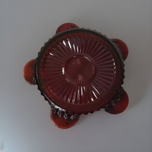 Vintage RUBY RED GLASS Ashtray-Trinket Dish-Unmarked-4" - Picture 4 of 5