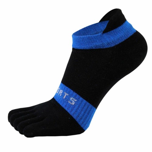 3 x Men Cotton Running Ankle Sports Toe Socks Five Finger Grey Blue Black Yellow - Picture 15 of 22