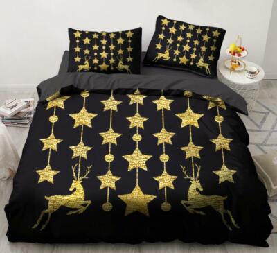 3D Goldene Sterne NAM91968 Bett Kissenbezüge Decke Bettdecke Abdeckung Set Fay