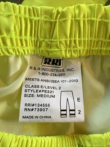 RRI Class E High Visibility Pants Adult Medium Yellow Black Silver Reflective. - Picture 4 of 5