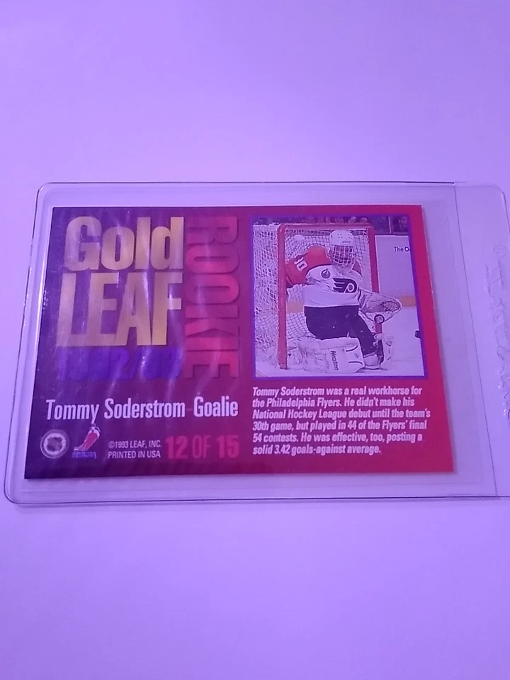 1993-94 Leaf Gold Leaf Rookie Tommy Soderstrom #12 NM MINT - Image 2 of 2