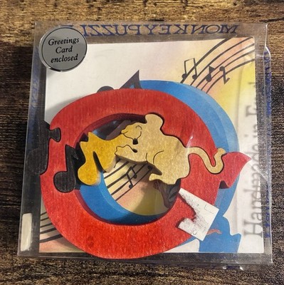 Constantin  Monkey Puzzle    Q Is For Quaver Wooden Brain Teaser + Greeting Card