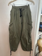 Wide Leg Cargo Pants Baggy Oversized Elastic Band Waist Size 4