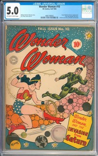 Wonder Woman #10 Nice Unrestored Golden Age Superhero DC Comic 1944 CGC 5.0