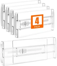 4 Pack Drawer Dividers for Clothes, 4" High 10"-17" Drawer Dividers Adjustable E