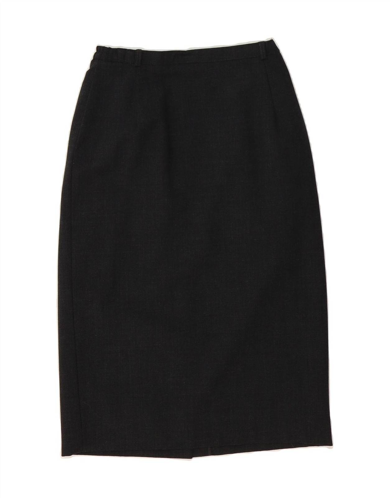 Classic Womens High Waist Black Wool Midi Skirt UK 14 Medium W26 BH05-image