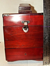 Vintage Wooden Shoe Polishing Box RED Unbranded 12.5 X 10.5 X 7