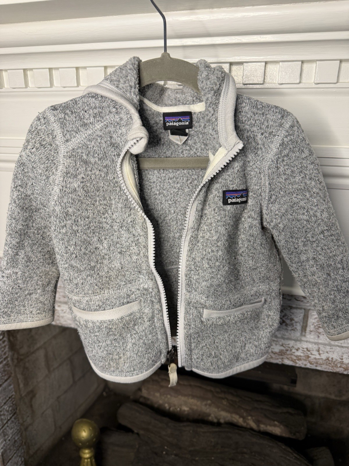 Patagonia Baby Better Sweater Hooded Fleece Jacket Gray 6-12M Full Zip Hoodie