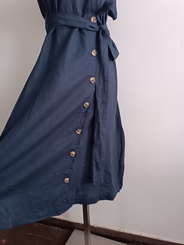 House of Bruar Dress - Shirt Buttons Down Belted Linen with Viscose Size 10 - Picture 7 of 14