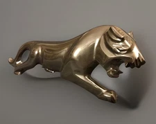 MCM Carved Xiu Obsidian Stone Rock Crystal Crouching Panther Sculpture 10.5”