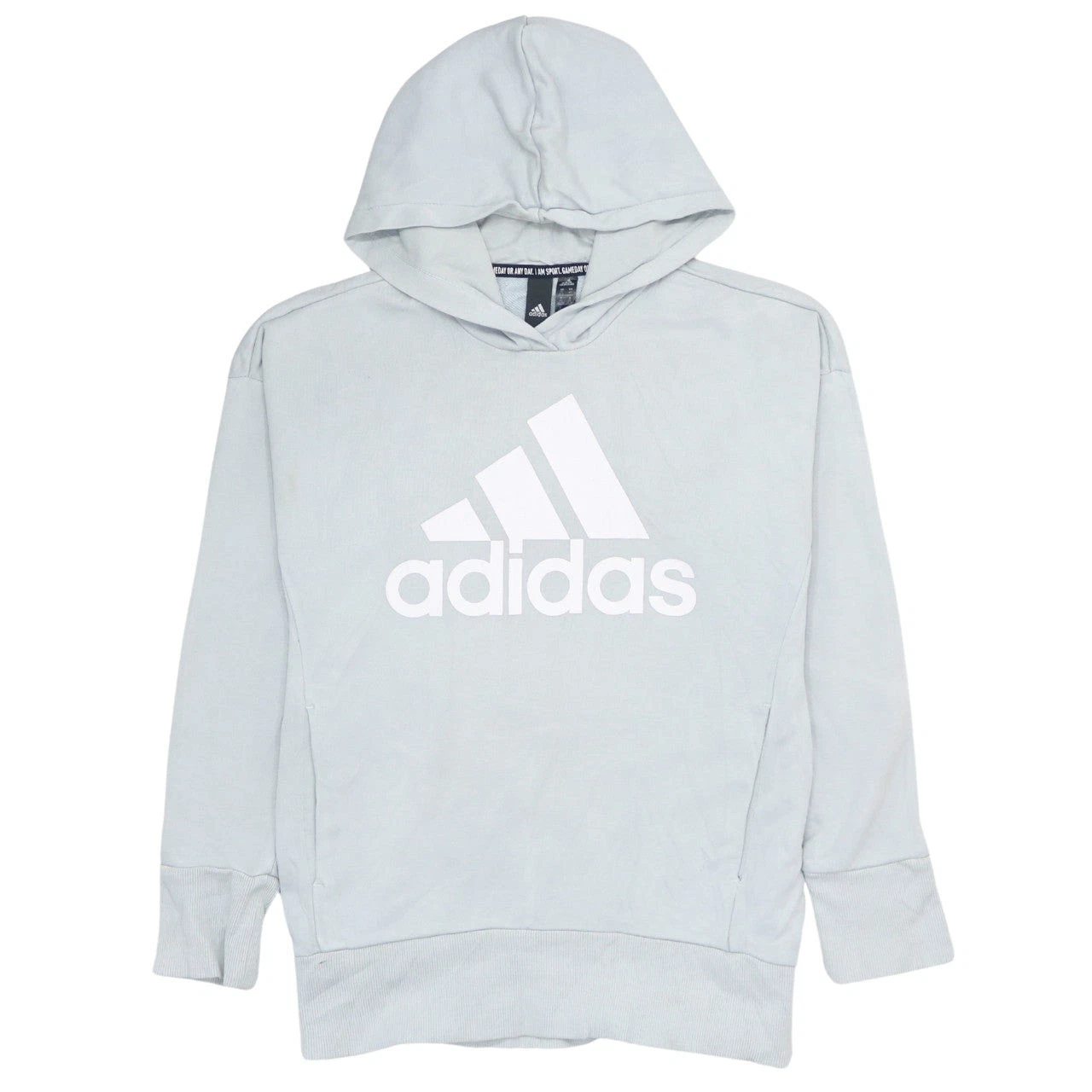 Adidas Womens Light Grey Pullover Hoodie XS Casual Logo Sweatshirt