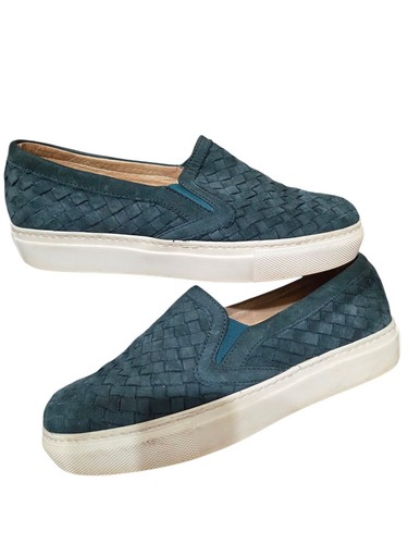 M. Gemi Cerchio Woven Leather Sneakers Slip On Women's EU36 US 6 Green Italian - Picture 5 of 9