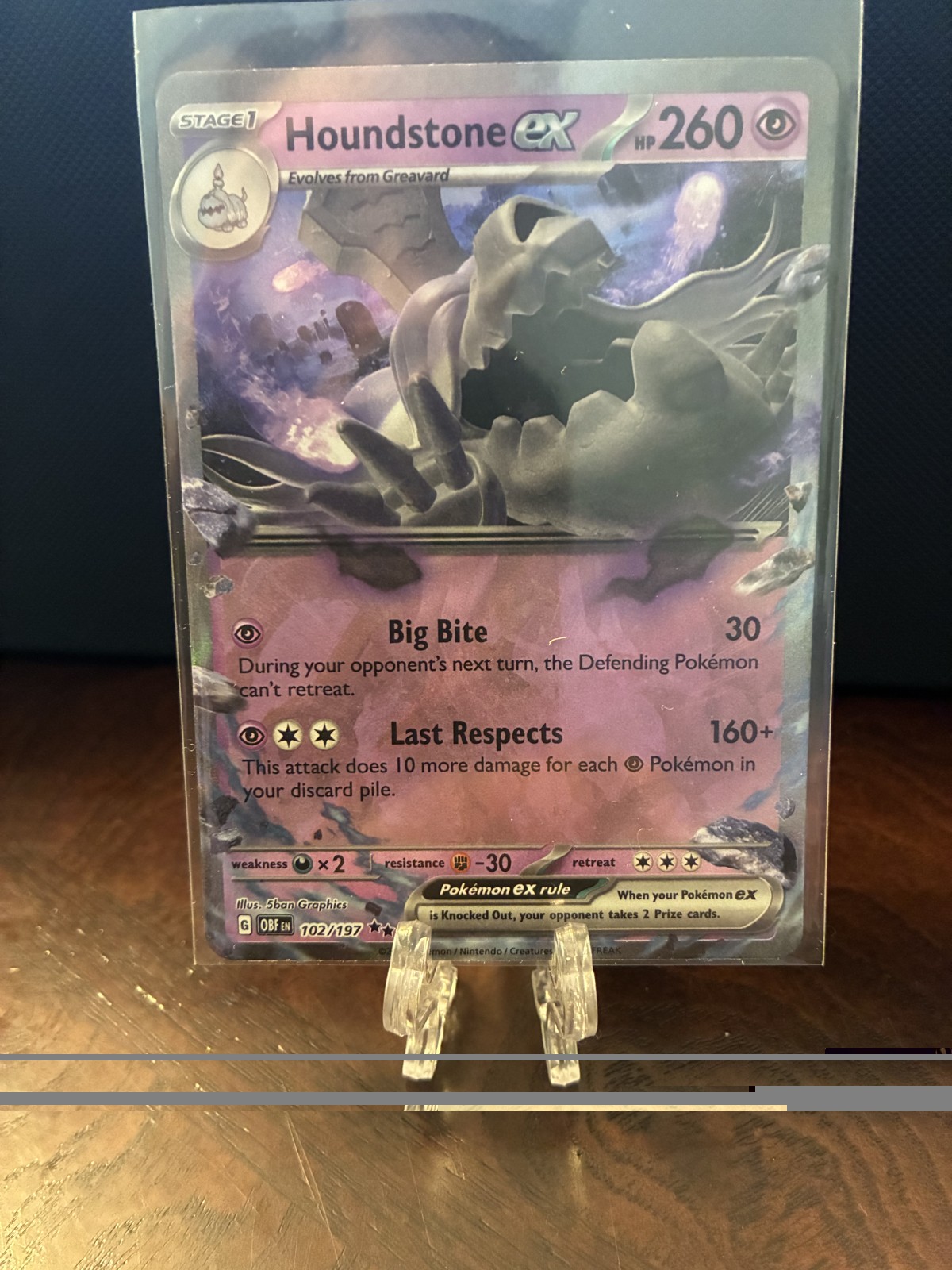 Houndstone ex 102/197 SV03: Obsidian Flames Holo Pokemon NM