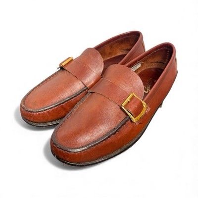 Guido Mocasines Brown Leather Loafers Buckle Detail Handmade Argentina Mens 9