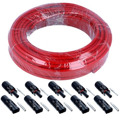 XENES Connect PV Solarkabel 6mm² Rot 50 m mit 5 Paar Solarstecker