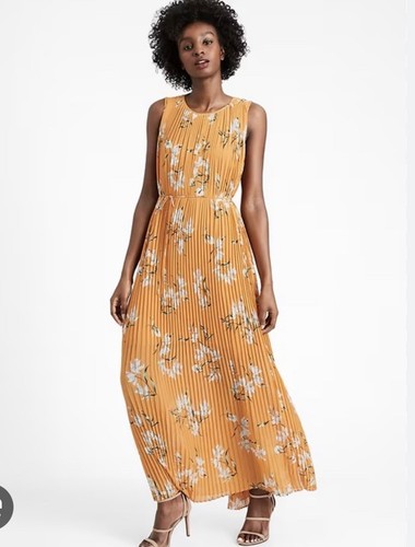 Banana Republic Plissee Blumen Chiffon Maxikleid Größe M Neu ohne Etikett UVP 150 $