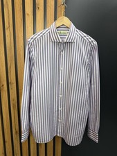 Luigi Borrelli Napoli Striped Cotton Shirt Men s Duties Paid USA