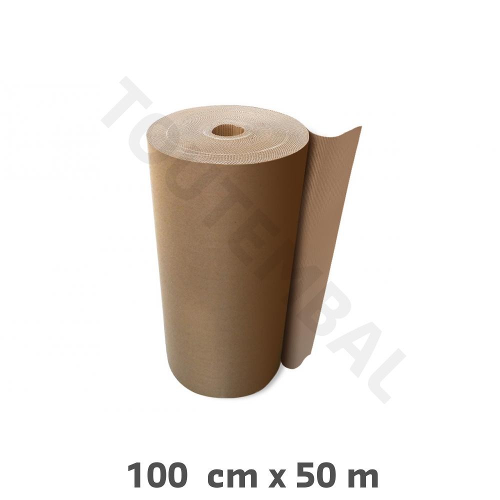 Carton ondulé 100 cm x 50 m en kraft brun naturel haute densité pour colis