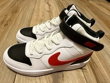 New Nike Court Borough Mid 2 White/Black-University Red CD7782-110 Size 3Y GS