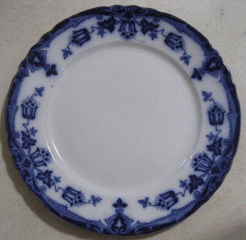 Antique “T. RATHBONE & CO.” Porcelain Dinner Plate – Flow Bue – Bell Pattern