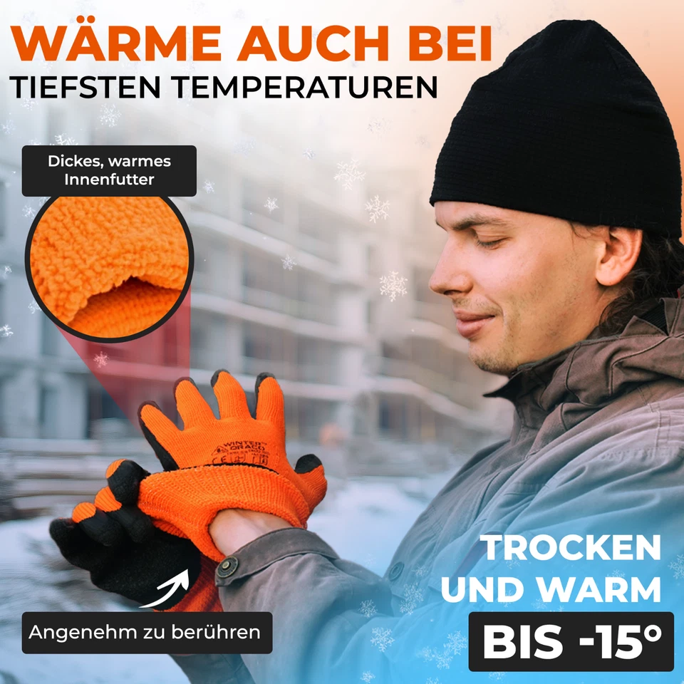 12 bis 240 Paar Winter Arbeitshandschuhe Herren Isoliert Warm Montagehandschuhe - Bild 2 von 4
