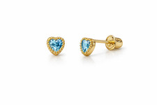 14k Yellow Gold Heart CZ Birthstone Earrings