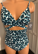Vince Camuto Swim Size 12 Leopard Print one piece Swimsuit NWTs 126