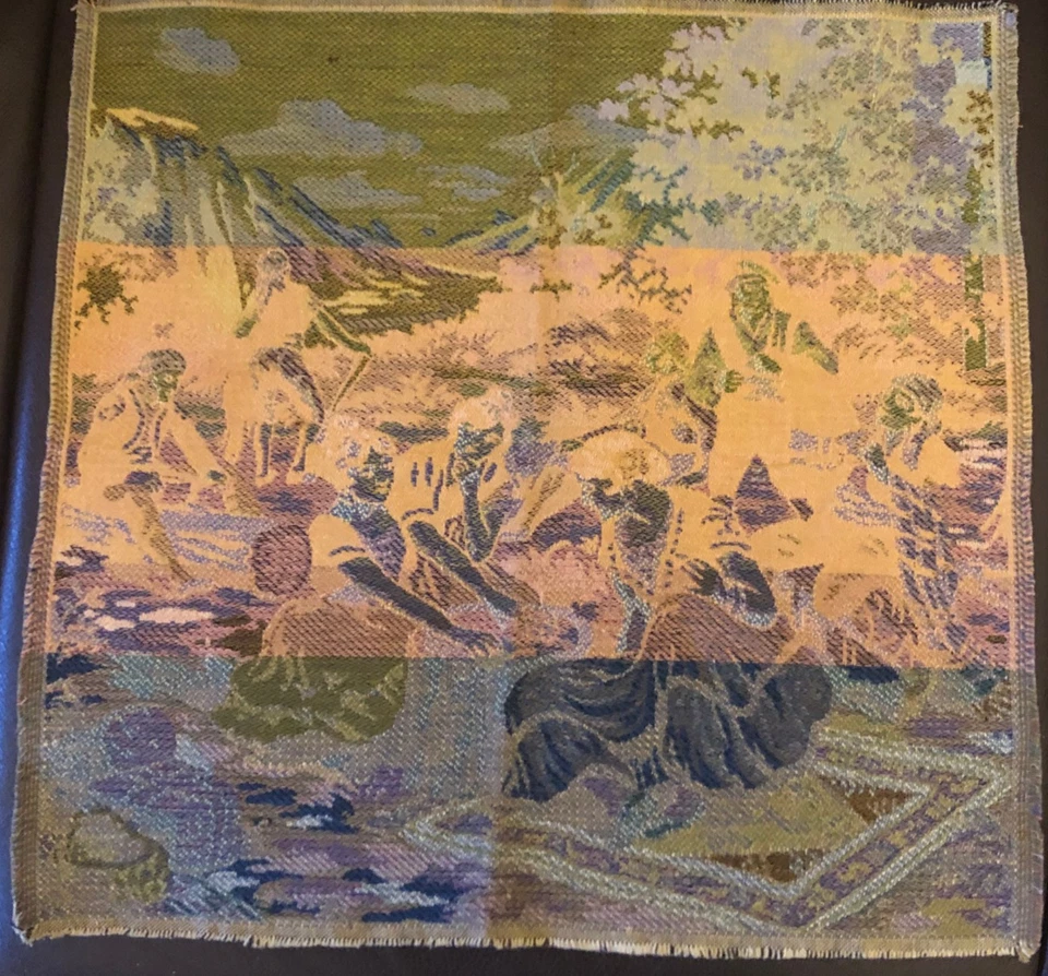 Vintage Tapisserie Murale - France - Scène de jeux bucolique  -  48 x 48 cm - Photo 4/4