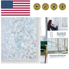 Window Privacy Film Rainbow Film Decorative Window Sticker, 3D Static Stained...