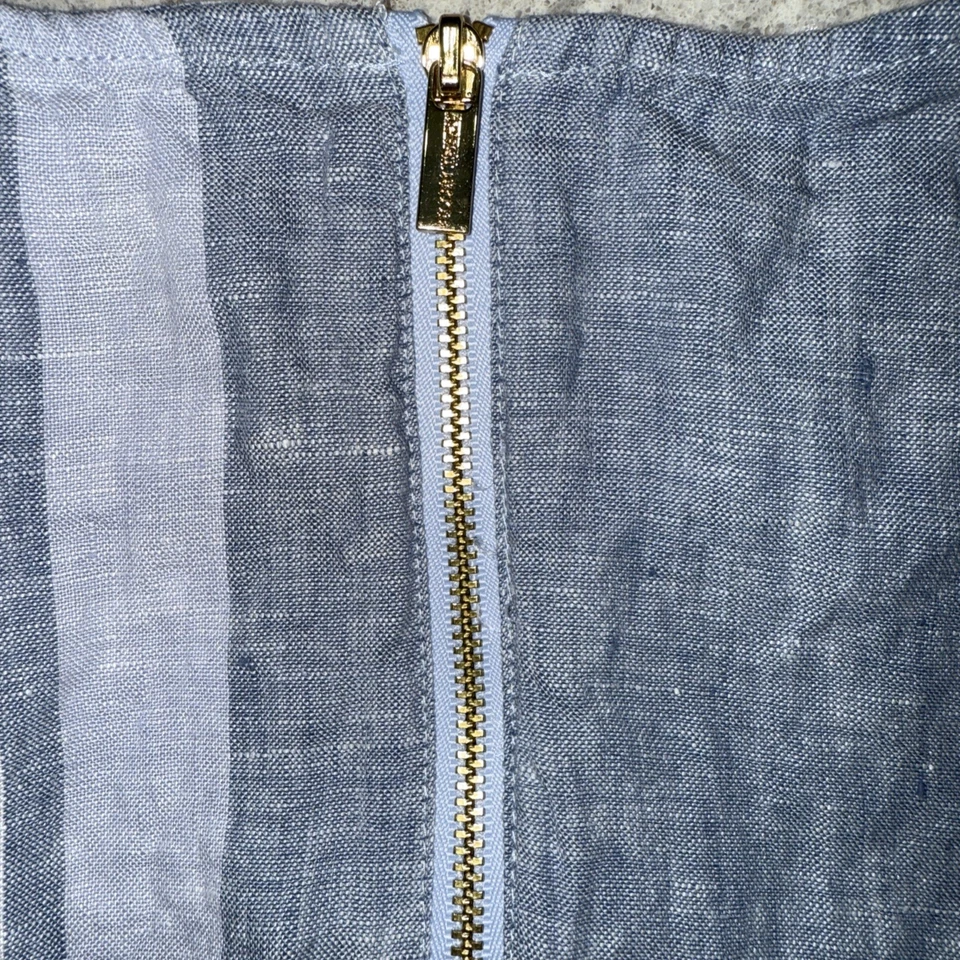 Camisa para mujer Ellen Tracy de lino a rayas sin mangas con cremallera trasera boho mediana azul Foto 4 de 4