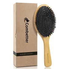 Combetter 100% Boar Bristle Hair Brush, Eco-Friendly Hairbrush for Black 