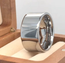 Gift For Girlfriend 12mm Flat Silver Tungsten Band High Polished Finish Ring