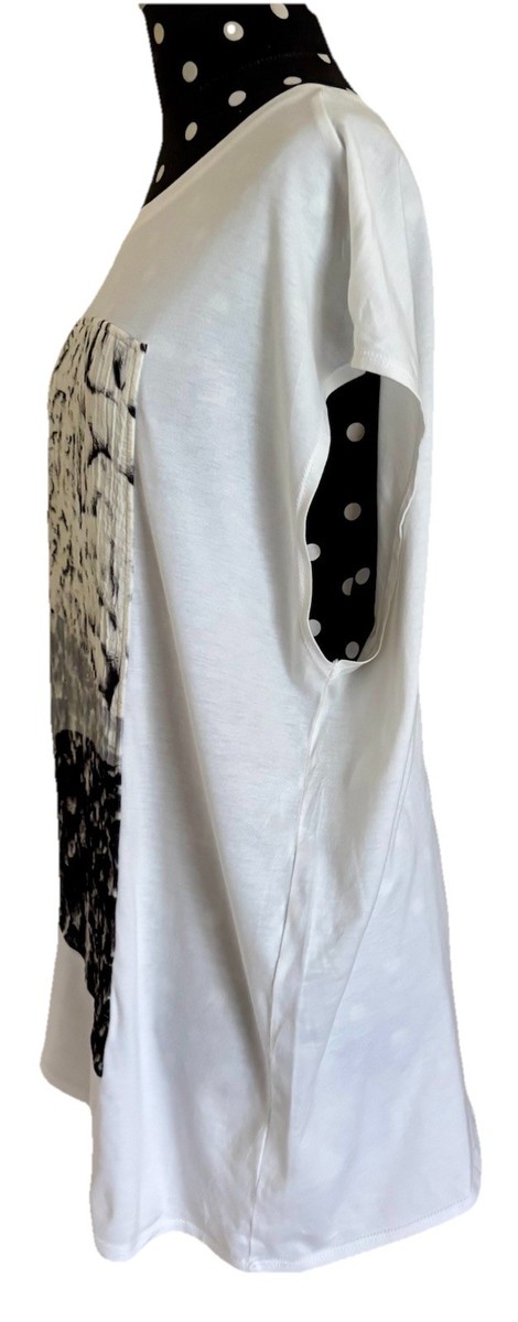Helmut Lang-White Cotton Sleeveless Oversized Tee w/ Silk Panel-Large View 4