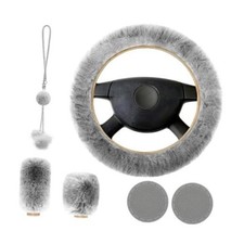 Yourkar 6 PCS Fluffy Steering Wheel Covers Set, 15 Inch Soft Steering Wheel