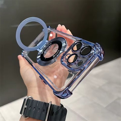Mag Safe Case for iPhone 17 16 Pro Max 15 14 13 12 11 Shockproof Ring Stand.