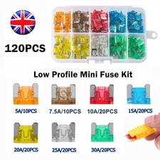 120Pcs Car Auto Low Profile Micro Blade Mini 5A-30A Fuse Assortment Kit 12V/24V