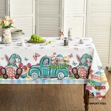 Easter Tablecloth 60x84 Inch Rectangular Truck 60x84 Inch White