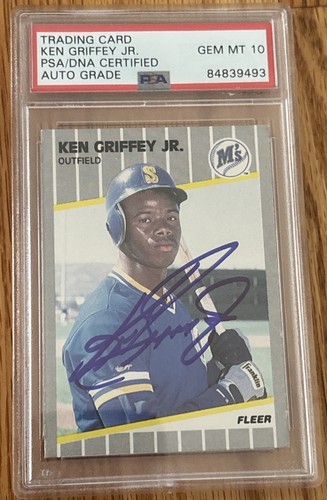 1989 Fleer Ken Griffey Jr. (RC) Autograph PSA/DNA Gem 10 Auto Grade ROOKIE